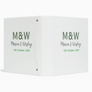 Monogram couple grey green modern romantic date si binder