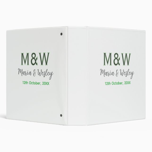 Monogram couple grey green modern romantic date si binder (Background)