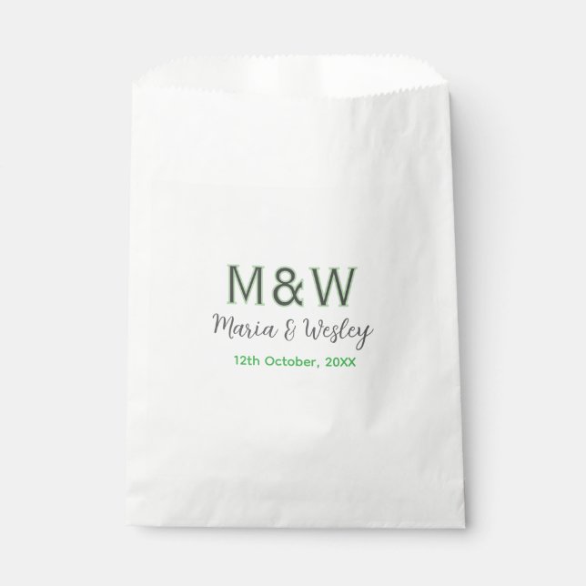 Monogram couple grey green modern romantic date si favour bag (Front)