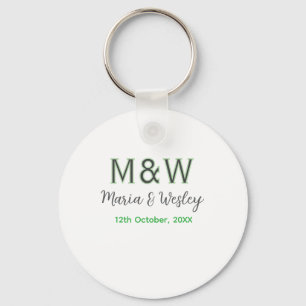 Monogram couple grey green modern romantic date si keychain