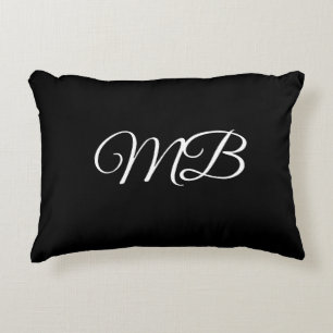 Monogram Couple Initial Black White Gift Favour Accent Pillow