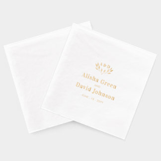 Monogram Couples Name Custom Wedding Foil Napkins