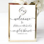 Monogram Couples Shower Welcome Sign Foam Board<br><div class="desc">A simple chic monogram watercolor floral grey, cream and beige couples shower welcome sign foam board. Easy to personalize with your details. Modern boho couples shower welcome sign foam board editable, customizable, calligraphy handwritten font, simple, elegant. CUSTOMIZATION: If you need design customization, please contact me through chat; if you need...</div>