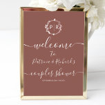 Monogram Couples Shower Welcome Sign Foam Board<br><div class="desc">A simple chic foliage faux foil monogram terracotta couples shower welcome sign foam board. Easy to personalize with your details. Modern boho couples shower welcome sign foam board editable, customizable, calligraphy handwritten font, simple, elegant. CUSTOMIZATION: If you need design customization, please contact me through chat; if you need information about...</div>