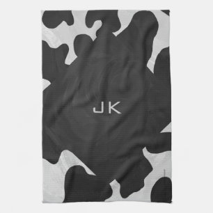 Monogram Cow Black and White Kitchen Towel