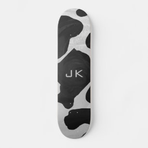 Monogram Cow Black and White Skateboard