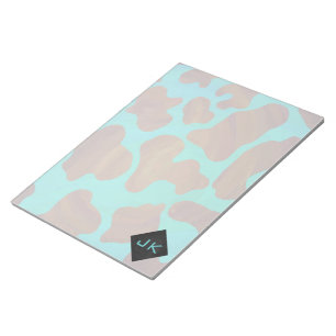 Monogram Cow Brown and Teal Print Notepad