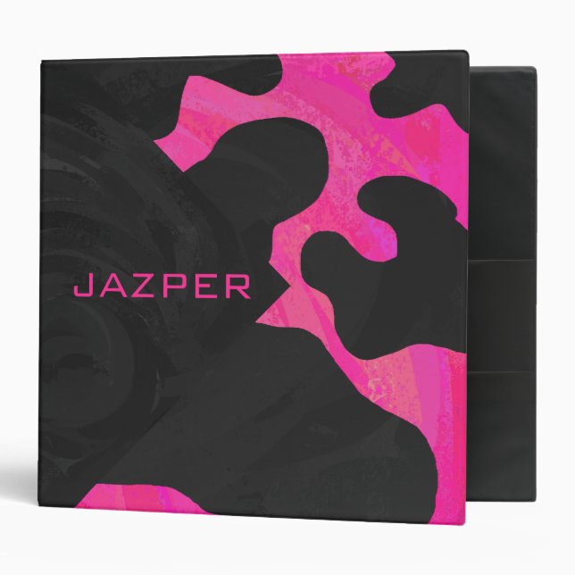 Monogram Cow Hot Pink and Black Print Binder (Front/Inside)