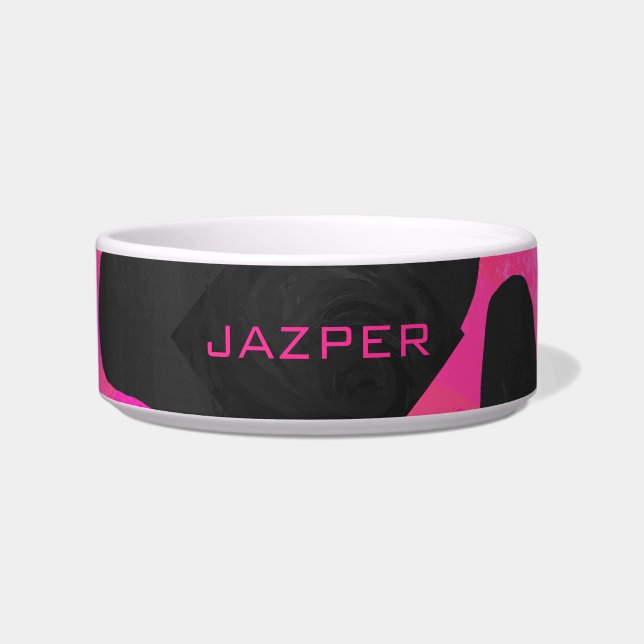 Monogram Cow Hot Pink and Black Print Bowl (Front)