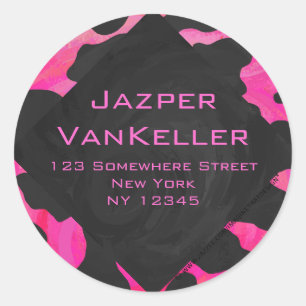Monogram Cow Hot Pink and Black Print Classic Round Sticker