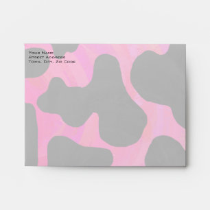 Monogram Cow Hot Pink and Black Print Envelope