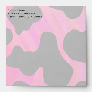 Monogram Cow Hot Pink and Black Print Envelope