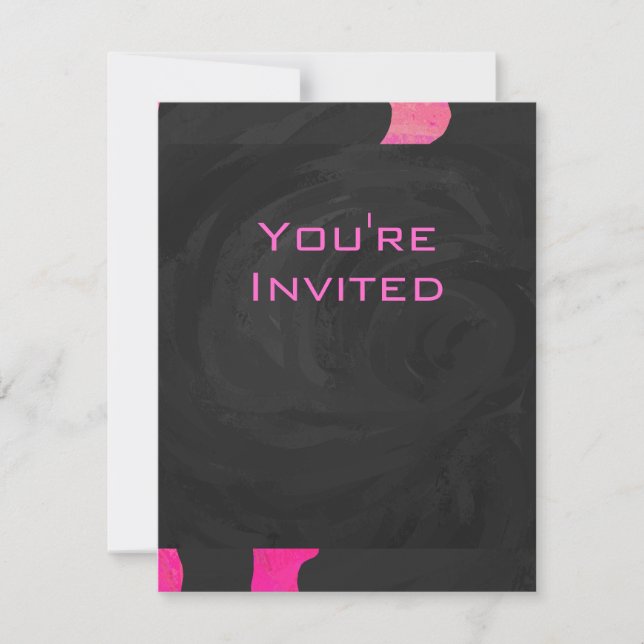 Monogram Cow Hot Pink and Black Print Invitation (Front)