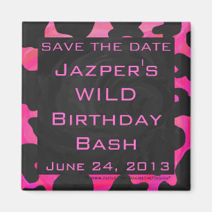 Monogram Cow Hot Pink and Black Print Magnet