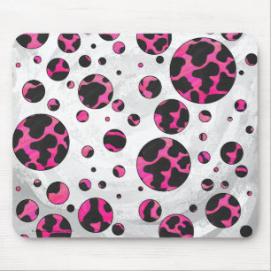 Monogram Cow Hot Pink and Black Print Mouse Pad