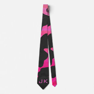 Monogram Cow Hot Pink and Black Print Tie