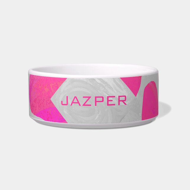 Monogram Cow Hot Pink and White Print Bowl (Front)
