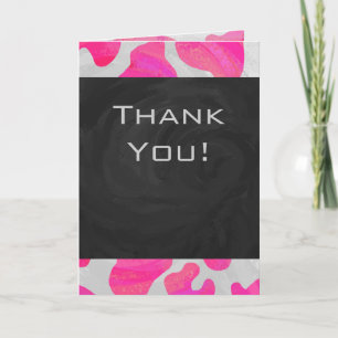 Monogram Cow Hot Pink and White Print Card