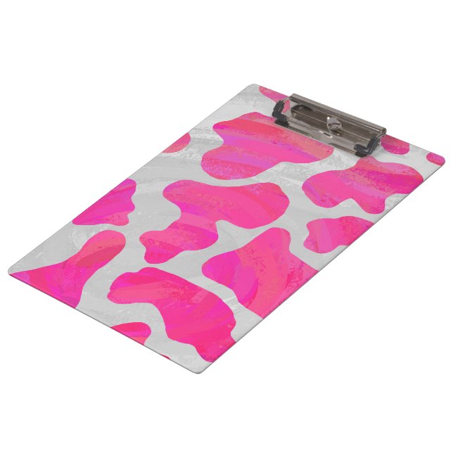 Monogram Cow Hot Pink and White Print Clipboard (Angled)