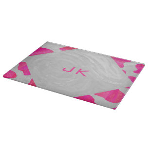 Monogram Cow Hot Pink and White Print Cutting Board