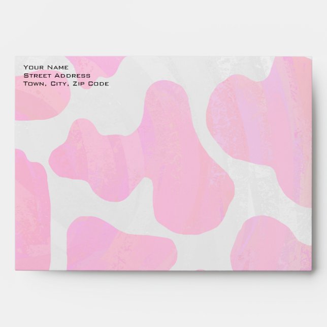 Monogram Cow Hot Pink and White Print Envelopes (Front)