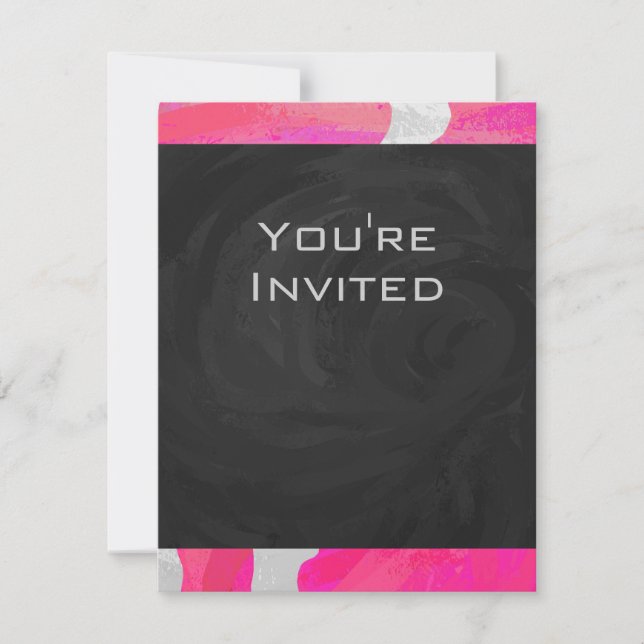Monogram Cow Hot Pink and White Print Invitation (Front)