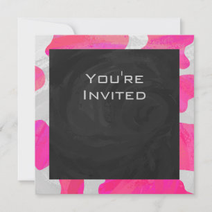 Monogram Cow Hot Pink and White Print Invitation