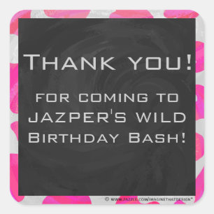 Monogram Cow Hot Pink and White Print Square Sticker