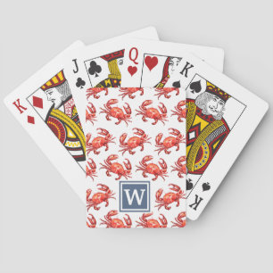 Monogram Crab Pattern Beach Playing Cards