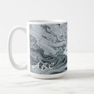 MONOGRAM"cracked" Marble grey fluid mug