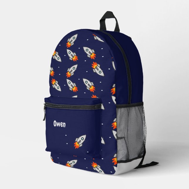 Monogram crazy grey rockets blue printed backpack (Back Corner Right)