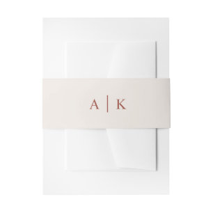 Monogram cream & terracotta invitation belly band
