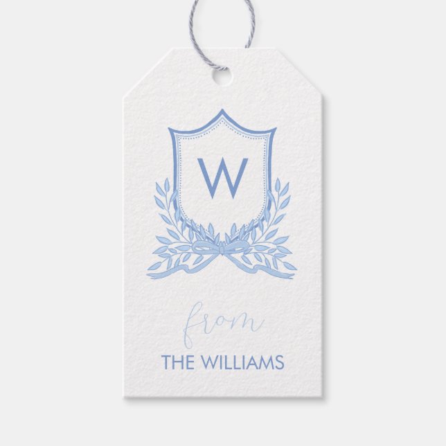 Monogram Crest Custom Gift Tags (Front)