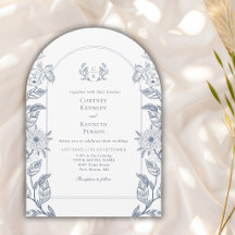 Monogram Crest Elegant French Blue Wedding Arch
