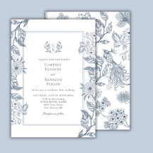 Monogram Crest Elegant French Blue Wedding