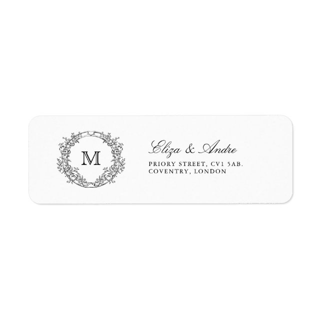 Monogram Crest Elegant Wedding Adresse de retour (Devant)