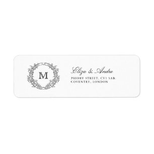 Monogram Crest Elegant Wedding Return Address 