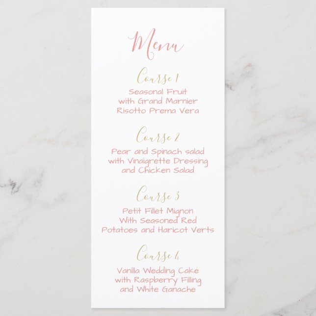 Monogram Crest Gold Blush Wedding menu (Front)
