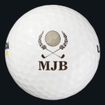 Monogram Crest Golf Balls<br><div class="desc">A distinguished elegant design with laurel wreath crest,  golf clubs crossing and a golf ball in centre.  Personalize these golf balls with monogram initials. These make great gifts for an avid golfer.</div>