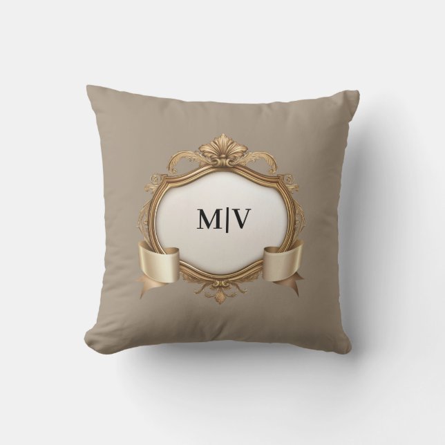 Monogram Crest Personalized  Throw Pillow (Front)