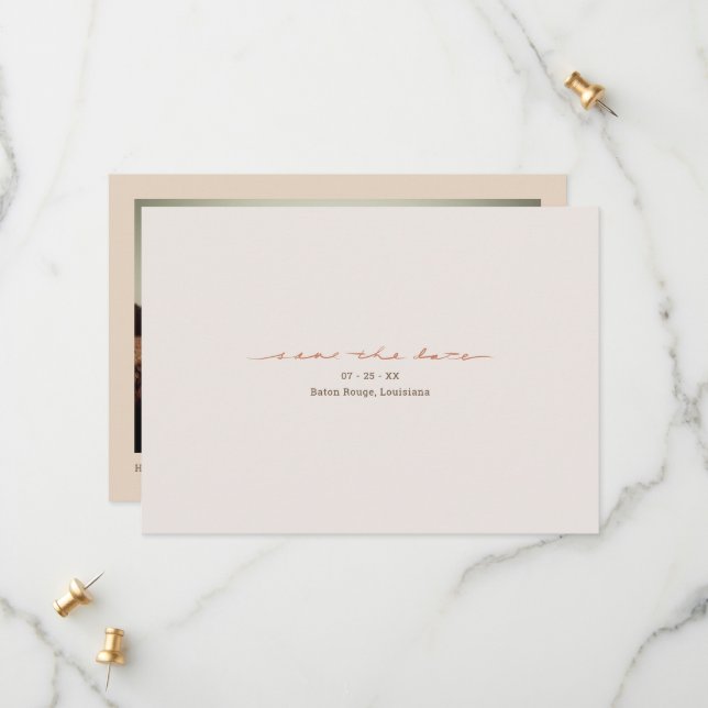 Monogram Cross Christian Photo Wedding Save The Date (Front/Back In Situ)