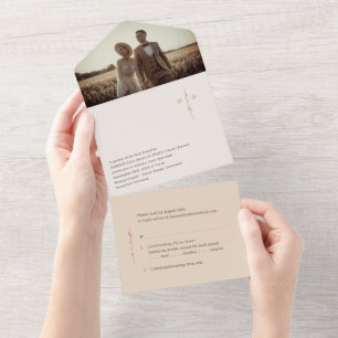 Monogram Cross Christian Wedding All In One Invitation