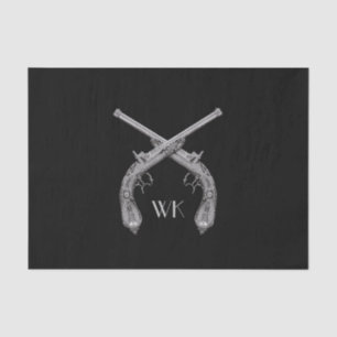 Monogram Crossed Pistols Black Tissue Paper