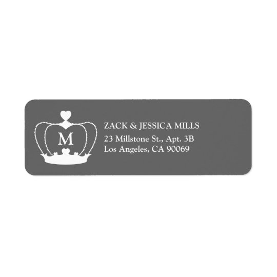 Monogram Crown Return Address Label - Grey/White