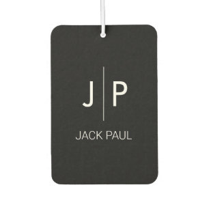 Monogram custom black white stylish modern classic air freshener