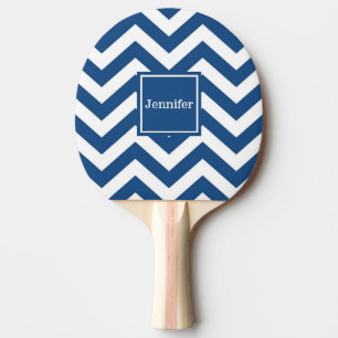 Monogram Custom Blue Chevron Ping Pong Paddle