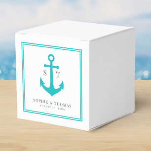 Monogram Custom Border and Anchor Colour Nautical Favor Box