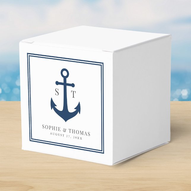 Monogram Custom Border and Anchor Colour Nautical Favor Box (Creator Uploaded)