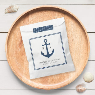 Monogram Custom Border and Anchor Colour Nautical Favour Bag