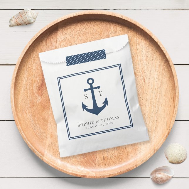 Monogram Custom Border and Anchor Colour Nautical Favour Bag (Creator Uploaded)